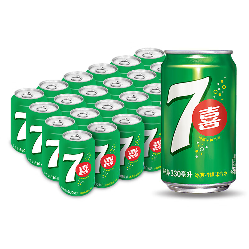 百事可乐 七喜 7up 柠檬味 年货 汽水 碳酸饮料整箱 330ml*24听 百