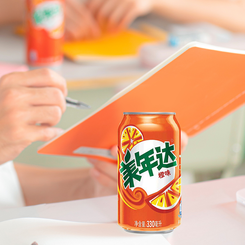 百事可乐 美年达可乐 Mirinda 橙味汽水 碳酸饮料 330ml*6听 (新