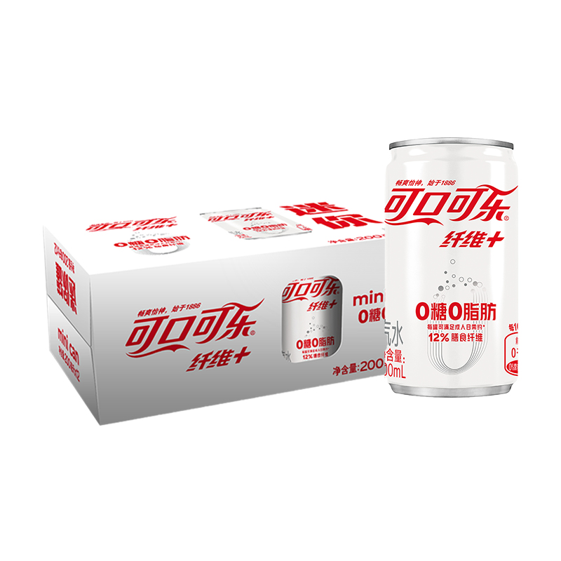 可口可乐（Coca-Cola）可口可乐纤维+ 无糖零热量 汽水 碳酸饮料 200