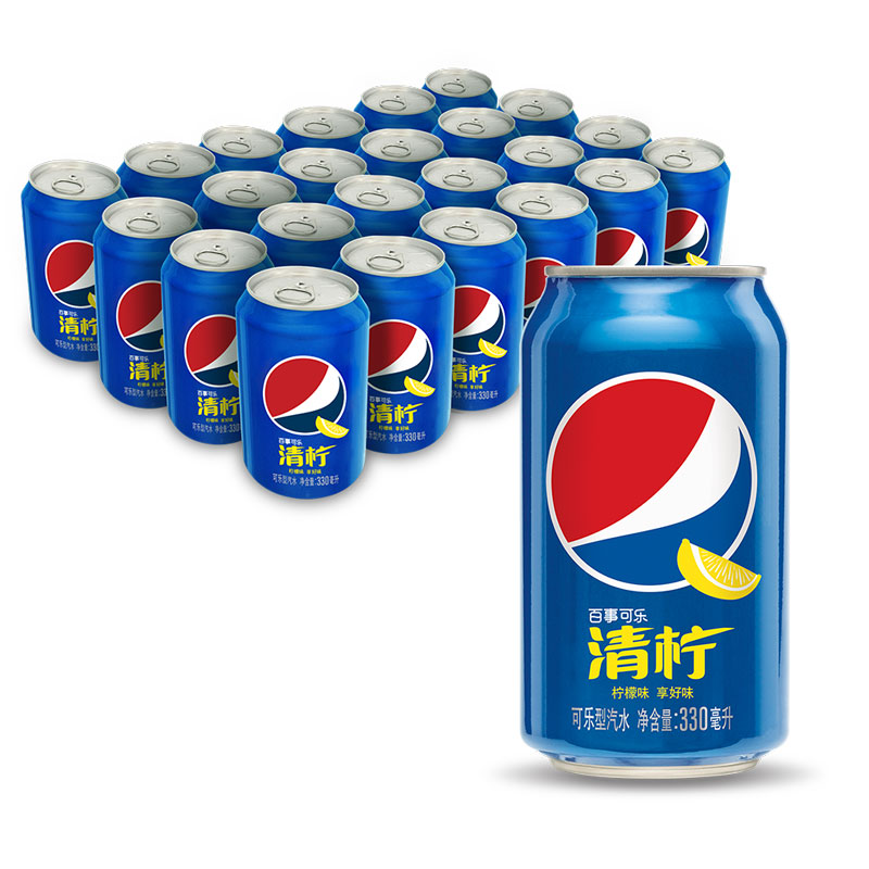 百事可乐 Pepsi 清柠味汽水 碳酸饮料 330ml*24听 百事出品