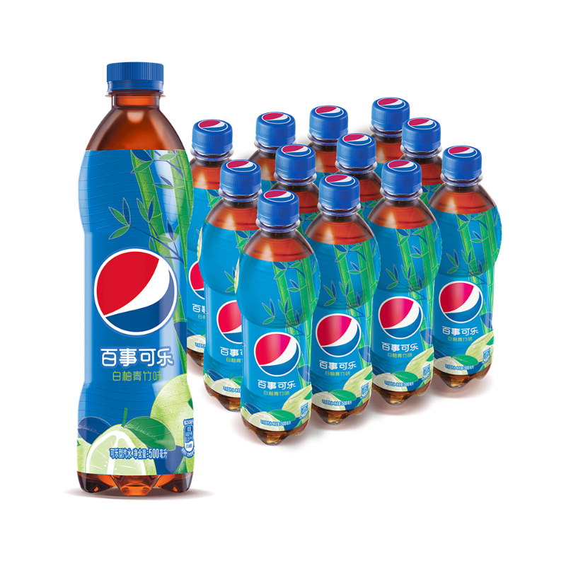 百事可乐 Pepsi 太汽系列 白柚青竹口味 汽水 碳酸饮料整箱 瓶装 500m