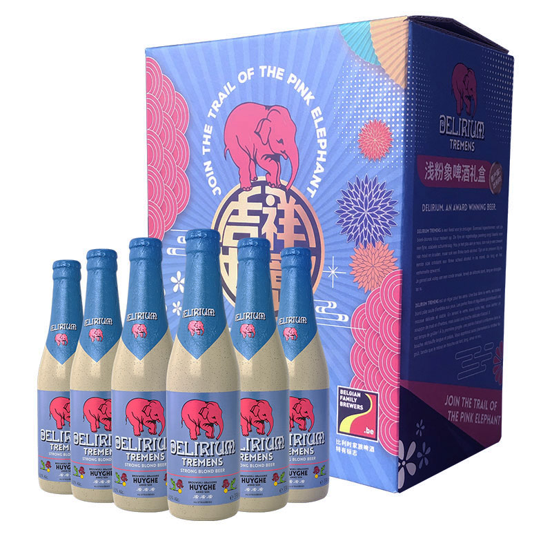 粉象（Delirium）浅粉象啤酒礼盒 330ml*6瓶 精酿啤酒 比利时进口