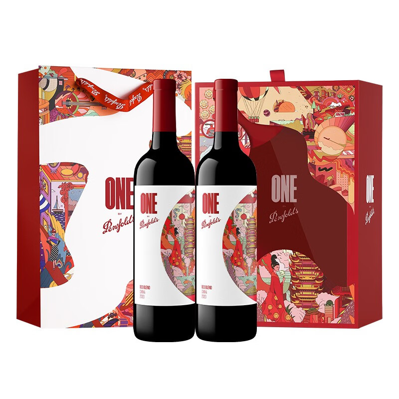 Penfolds 奔富一号中国混酿红葡萄酒750ml 红酒 宴请聚会送礼 双支礼