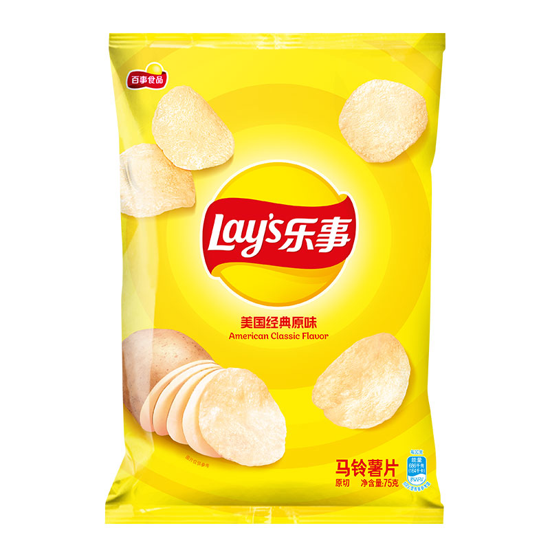 乐事Lay&apos;s薯片 休闲零食 膨化食品 美国经典原味 75克