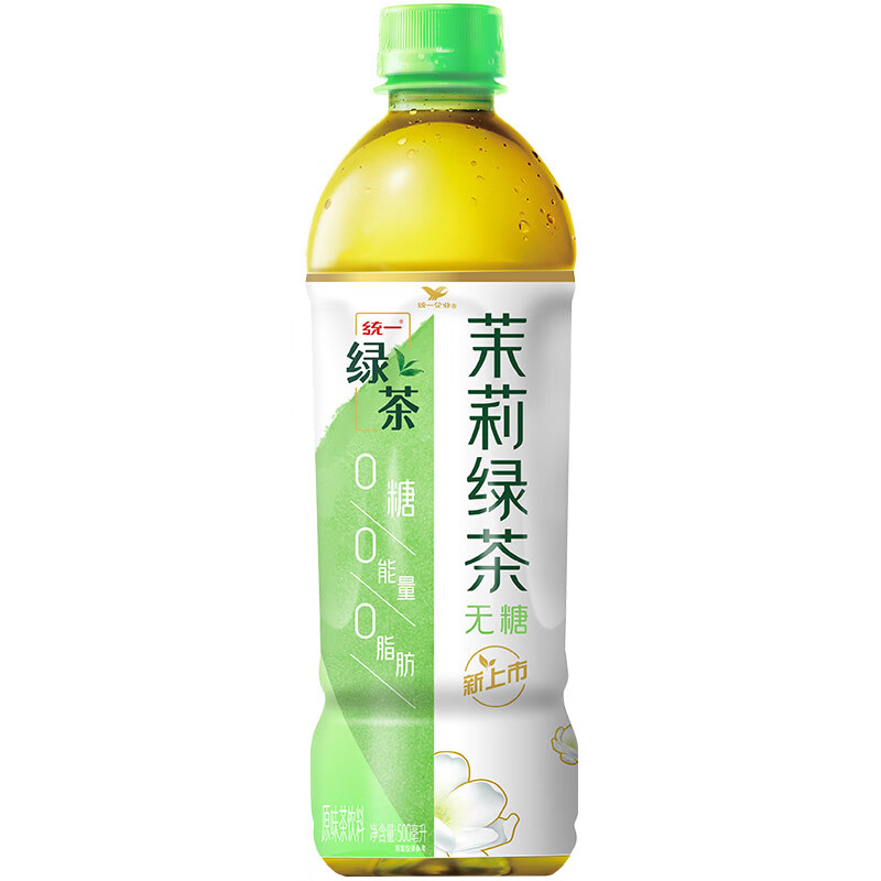 统一无糖茉莉绿茶 无糖茶 500ml*15瓶 整箱装