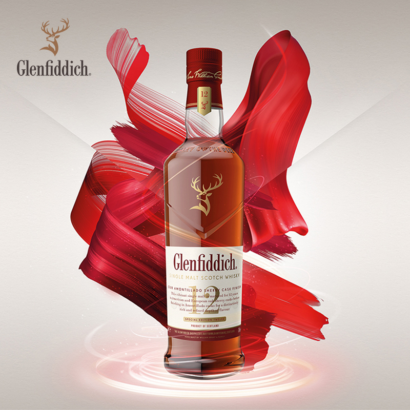 格兰菲迪（Glenfiddich）天使雪莉12年单一麦芽威士忌洋酒700ml