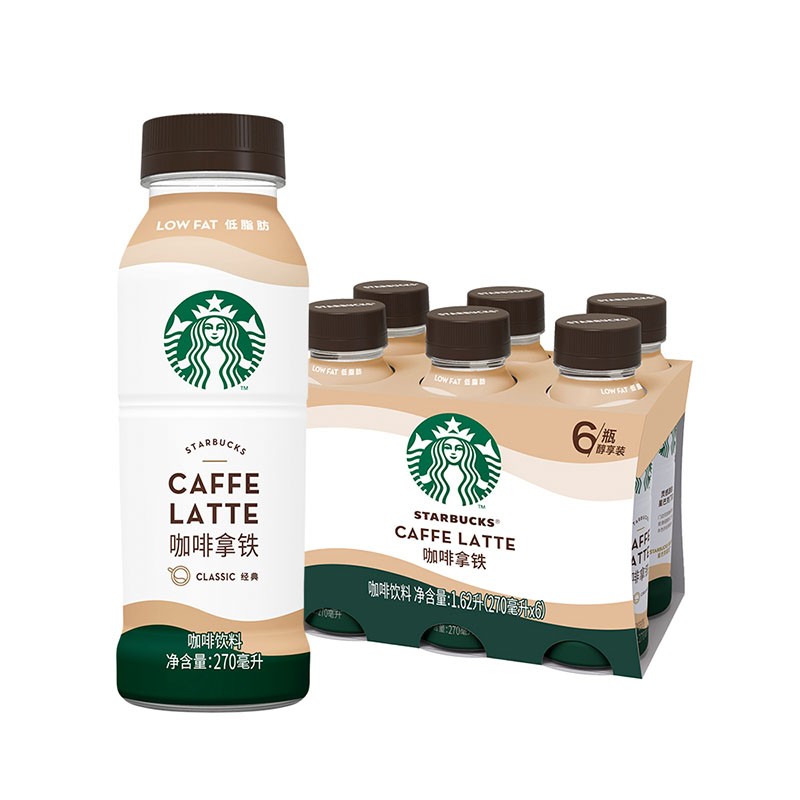 星巴克（Starbucks）星选 咖啡拿铁270ml*6瓶 即饮咖啡饮料(新老包