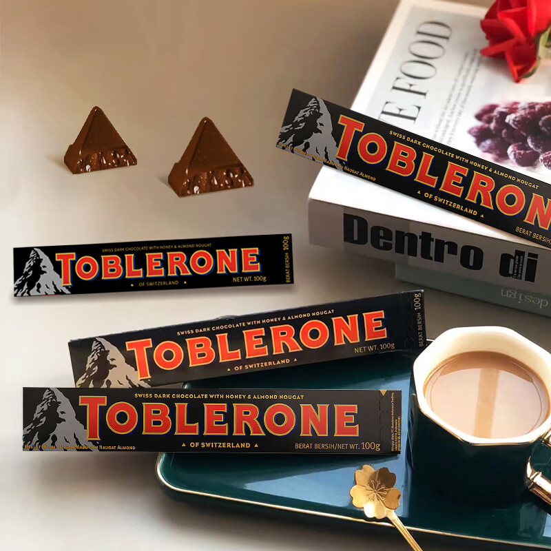 三角（Toblerone）瑞士进口黑巧克力含蜂蜜及巴旦木糖100g生日礼物出游春