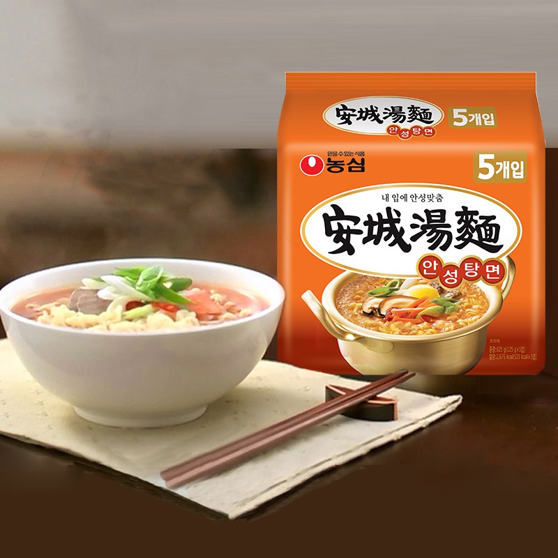 农心（NONGSHIM）韩国进口 农心 安城汤面拉面袋面方便面 休闲零食 五连包