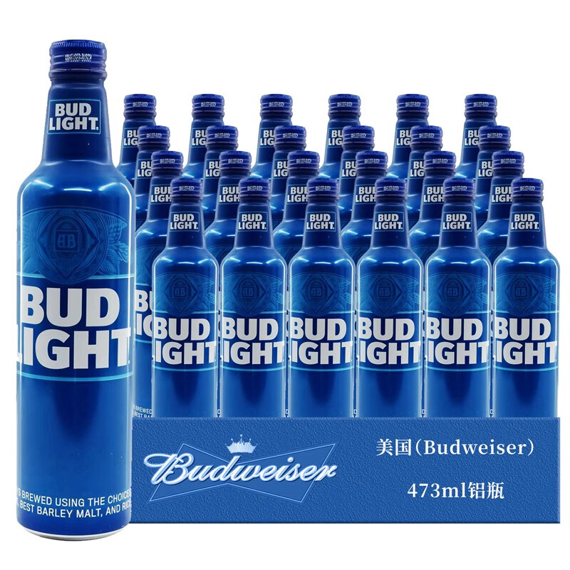 百威原装进口百威啤酒 Budweiser啤酒经典黄啤 进口百威蓝铝瓶473ml*