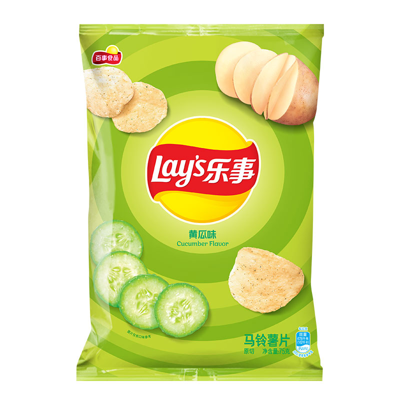 乐事Lay&apos;s薯片 休闲零食 膨化食品 黄瓜味 75克