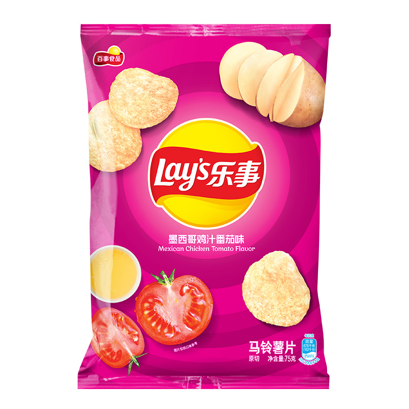 乐事（Lay&apos;s）薯片 休闲零食 膨化食品 墨西哥鸡汁番茄味 75克