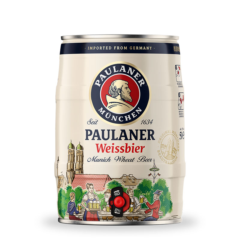 保拉纳（PAULANER）酵母型小麦白啤 5L*1桶装 德国原装进口