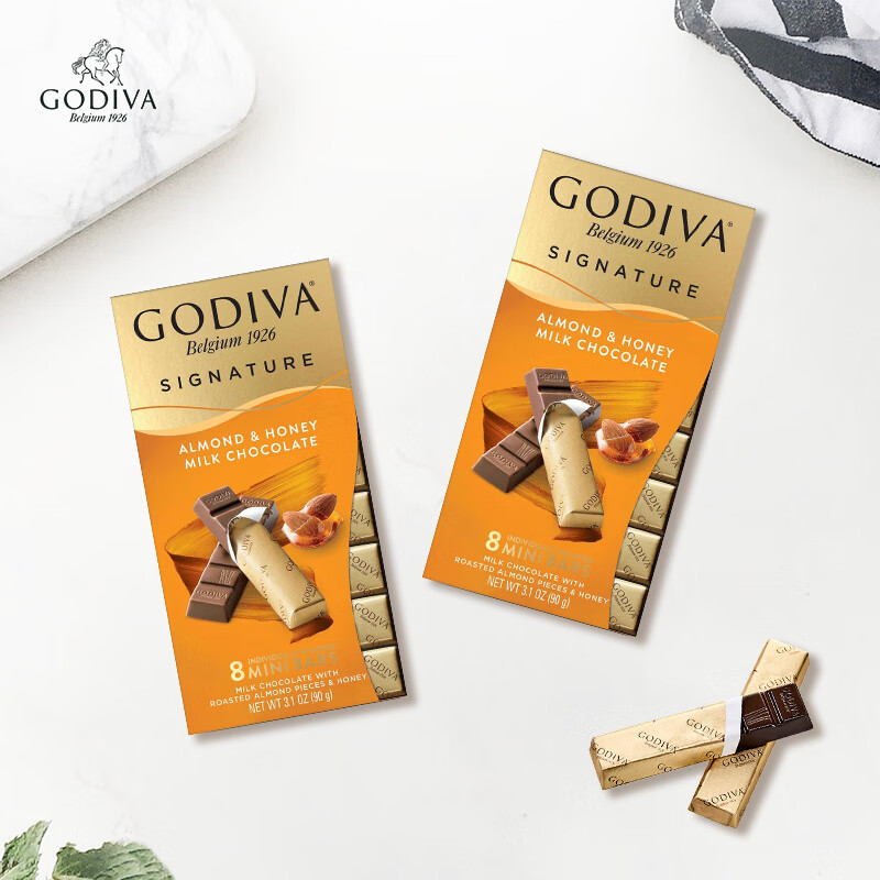 歌帝梵(GODIVA) 醇享系列扁桃仁蜂蜜牛奶巧克力90g办公室零食进口巧克力