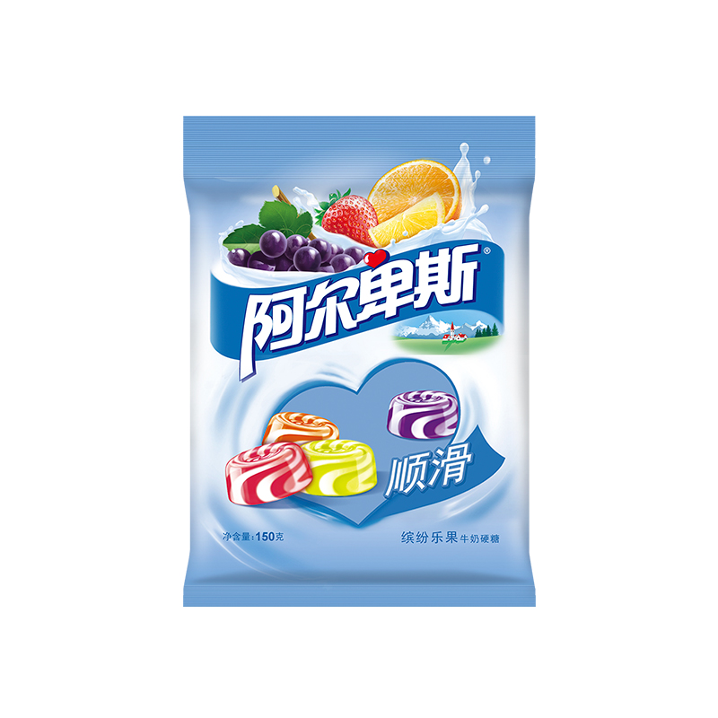 阿尔卑斯 硬糖 零食糖果 缤纷果园牛奶硬糖袋装150g/袋