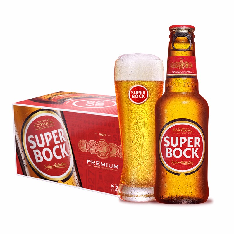 超级波克（SUPER BOCK）经典黄啤 进口啤酒 250ml*24瓶 送礼整箱