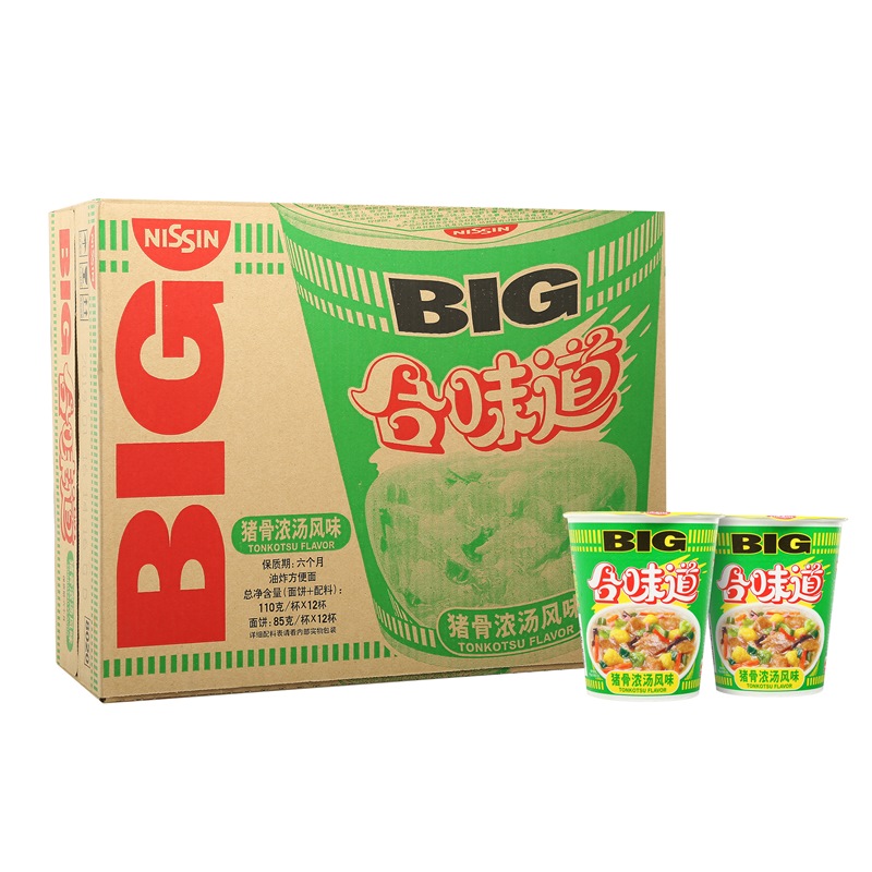 日清 方便面 BIG合味道 猪骨浓汤风味110g*12杯整箱装节日礼盒礼品