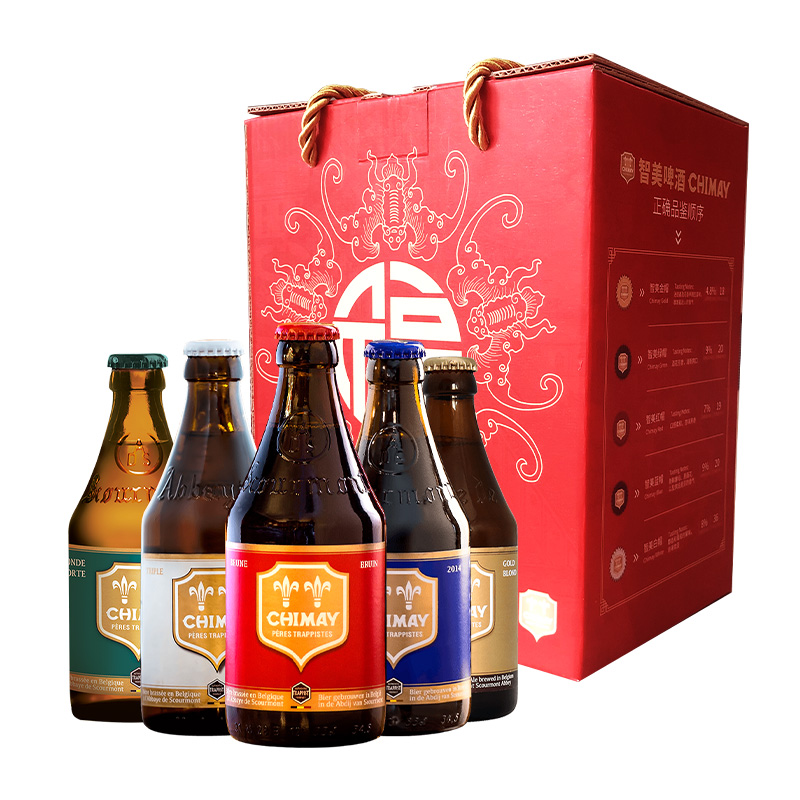 智美（Chimay） 五福临门 修道士精酿 啤酒 330ml*5瓶 礼盒装 比利