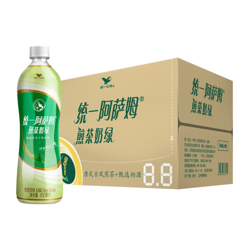 统一 阿萨姆 煎茶奶绿 450ml*15瓶 整箱 唐式古风煎茶（新老包装随机发货