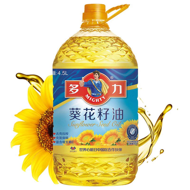 多力葵花籽油4.5L 食用油 含维生素e 物理压榨（新老包装随机发货）