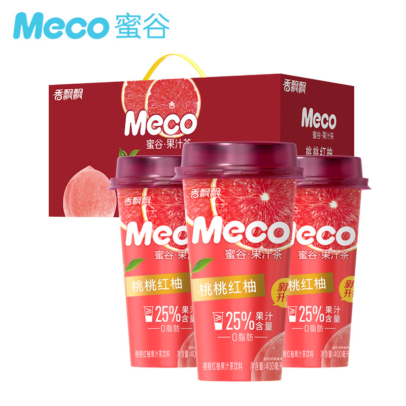 香飘飘 新升级Meco蜜谷果汁茶 桃桃红柚口味400ml 15杯 0脂肪饮料礼盒