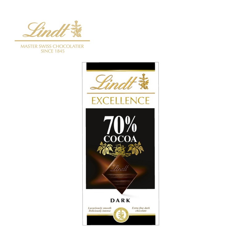 瑞士莲（lindt）瑞士进口瑞士莲Lindt 70%特醇可可黑巧克力送女友情人节