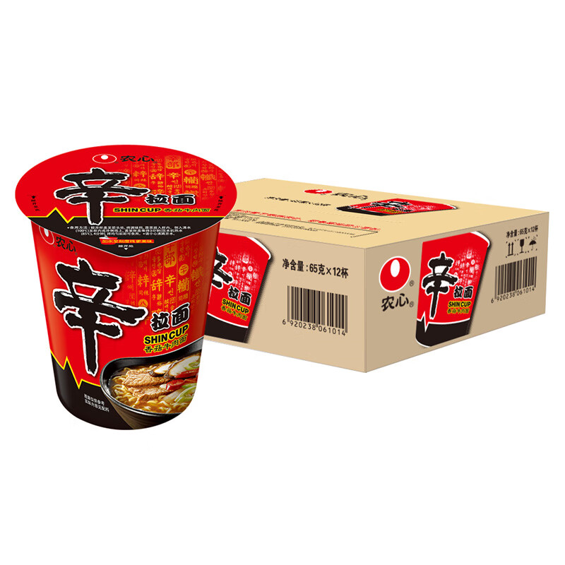 农心（NONGSHIM）农心 辛拉面香菇牛肉味12杯 速食泡面休闲食品65g*1