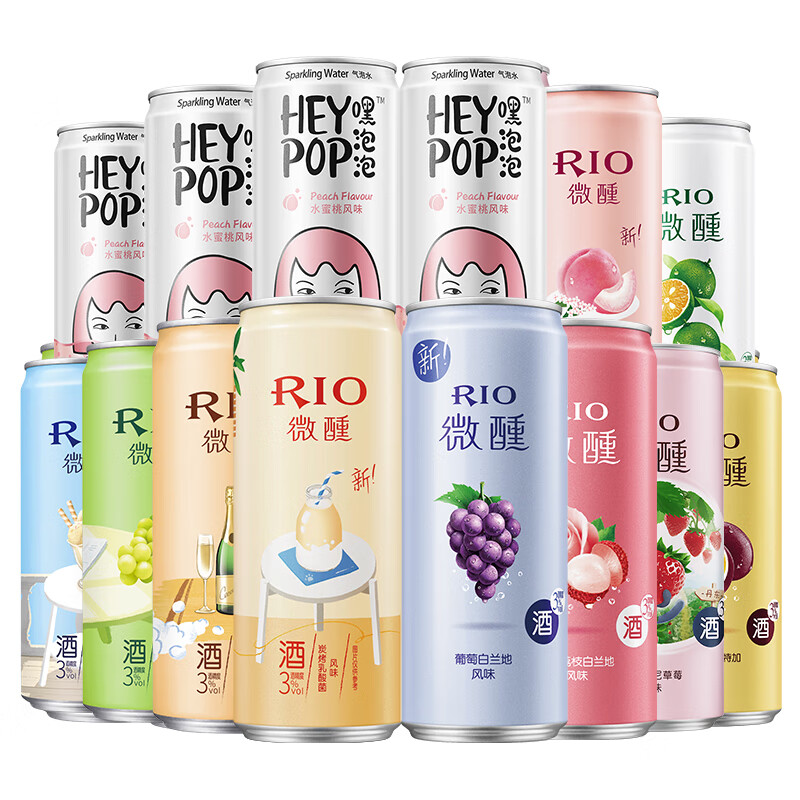 锐澳（RIO） 预调 鸡尾酒 果酒 微醺330ml*10罐+气泡水330ml*4