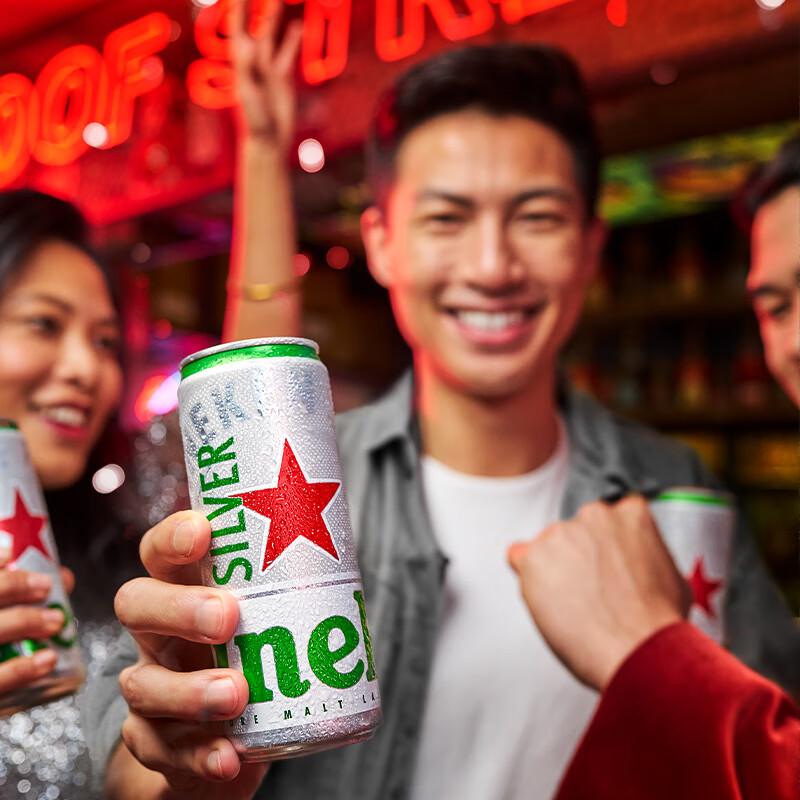 喜力（Heineken）啤酒500ml*21听大罐听装（经典18听+星银3听）实