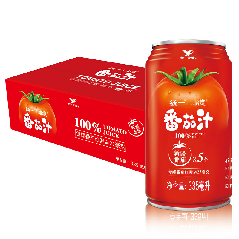 统一100%番茄汁 精选 新疆番茄 （不添加白砂糖、食用盐）335ml*24罐