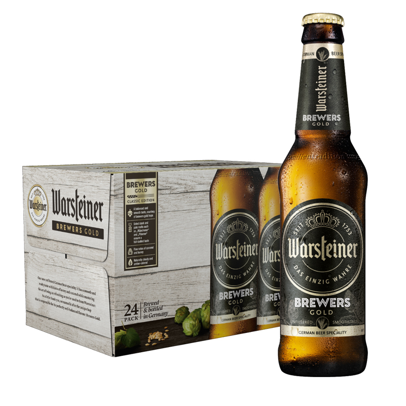 沃斯坦（warsteiner）金酿酒花啤酒330ml*24瓶整箱装 德国原装 特