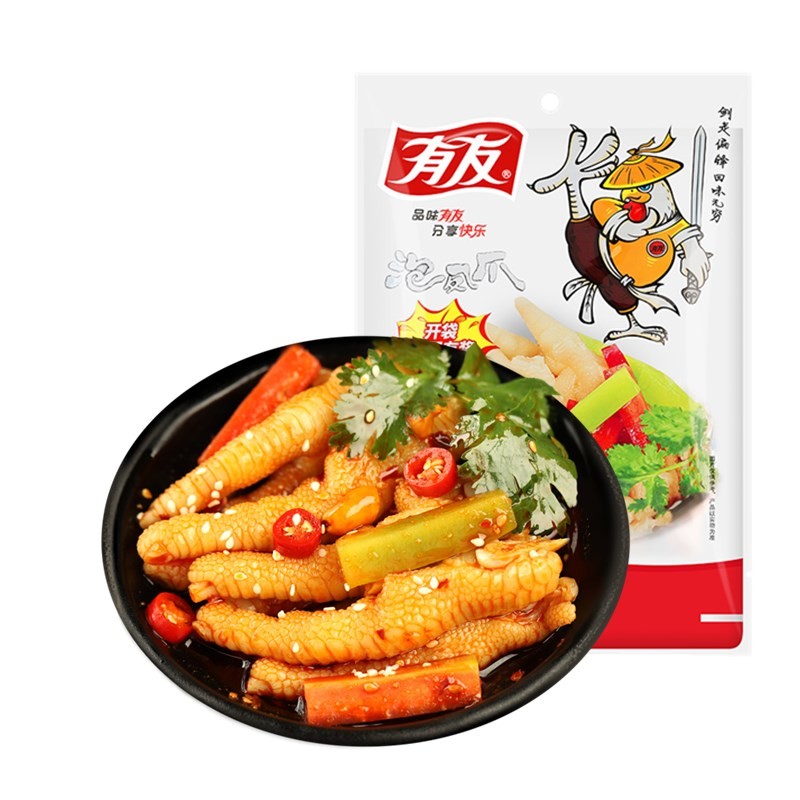 有友 泡椒凤爪 追剧必备零食 办公室休闲零食小吃 香辣味70g