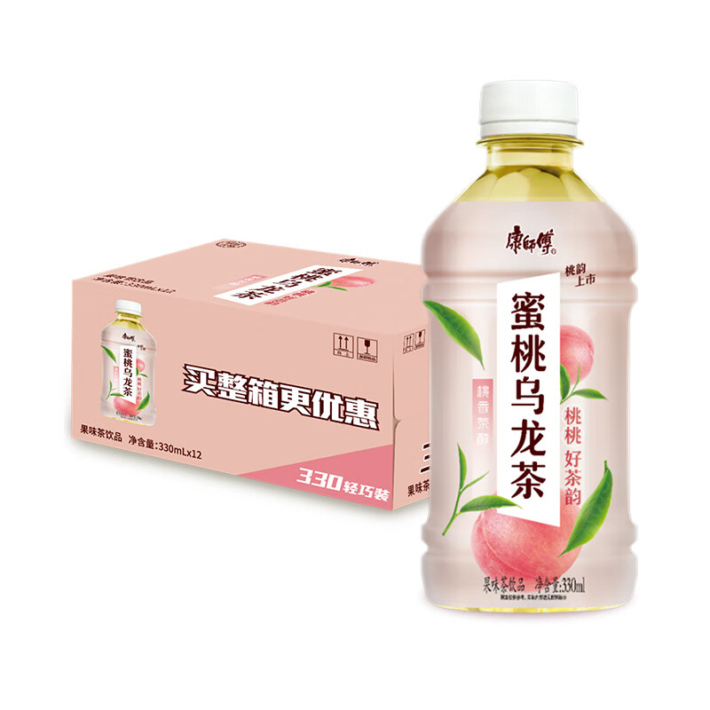 康师傅 蜜桃乌龙330ml*12瓶 水果味茶饮料 饮品 量贩装整箱