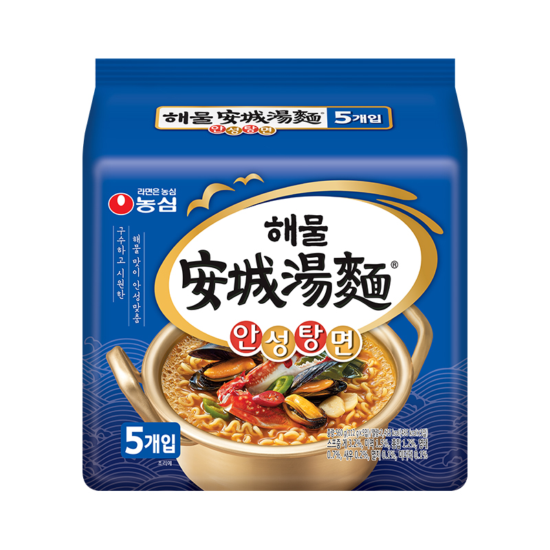 农心（NONGSHIM）韩国进口海鲜味安城汤面 拉面 方便面休闲零食五连包112