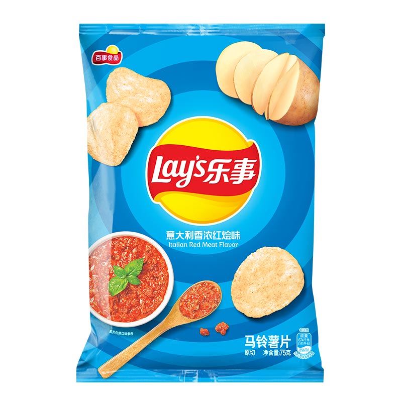 乐事Lay&apos;s薯片 休闲零食 膨化食品 意大利香浓红烩味 75克