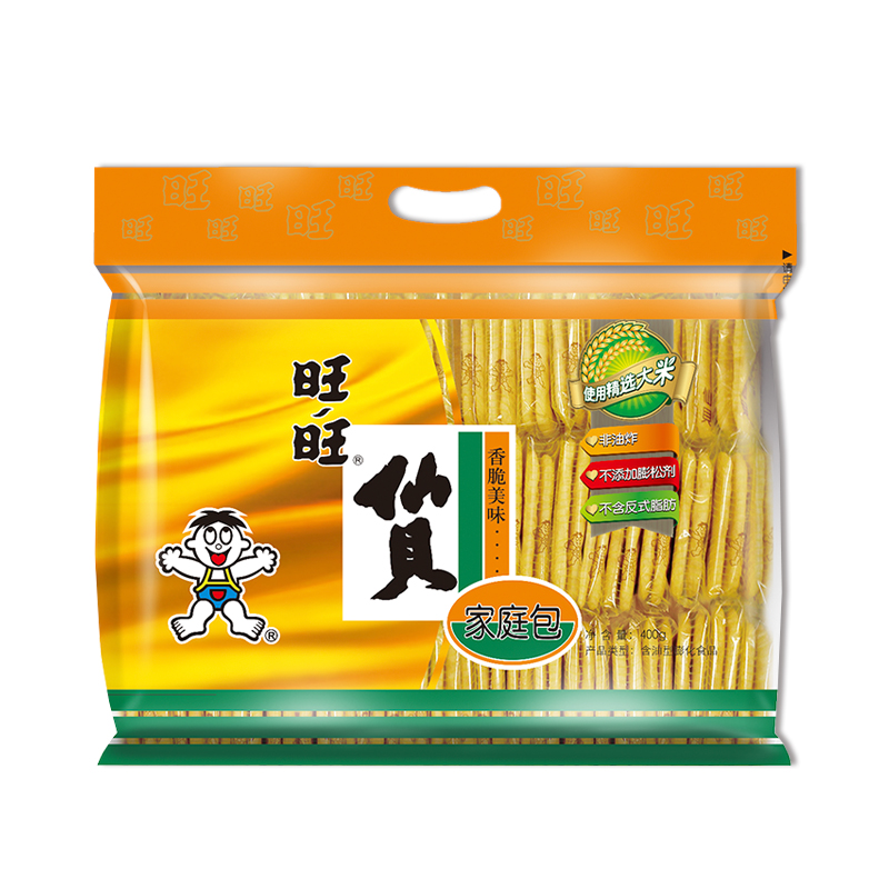 旺旺 仙贝 零食膨化食品饼干糕点 家庭装 400g