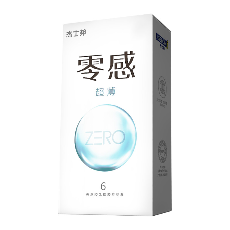杰士邦 避孕套超薄 安全套 套套 ZERO零感超薄沁薄6只 男用 计生用品赠品勿