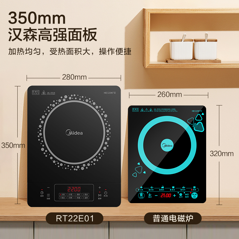 美的（Midea）电磁炉 2200W大功率 家用触控按键 耐用面板 八档火力 纤