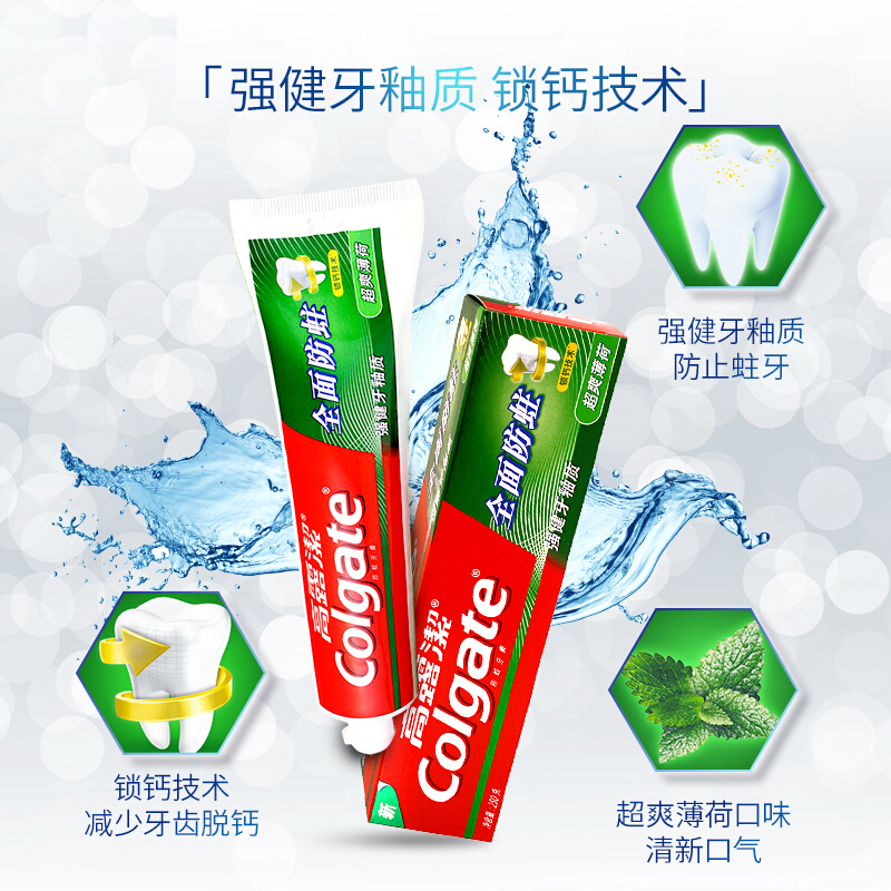 高露洁（Colgate）全面防蛀超爽薄荷牙膏 250g 强健牙釉质（新老包装随机