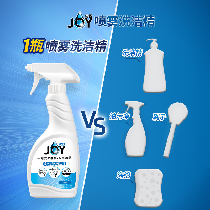 JOY洗悦泡沫喷雾洗洁精 进口食用级洗洁精洗涤灵 微香450ml