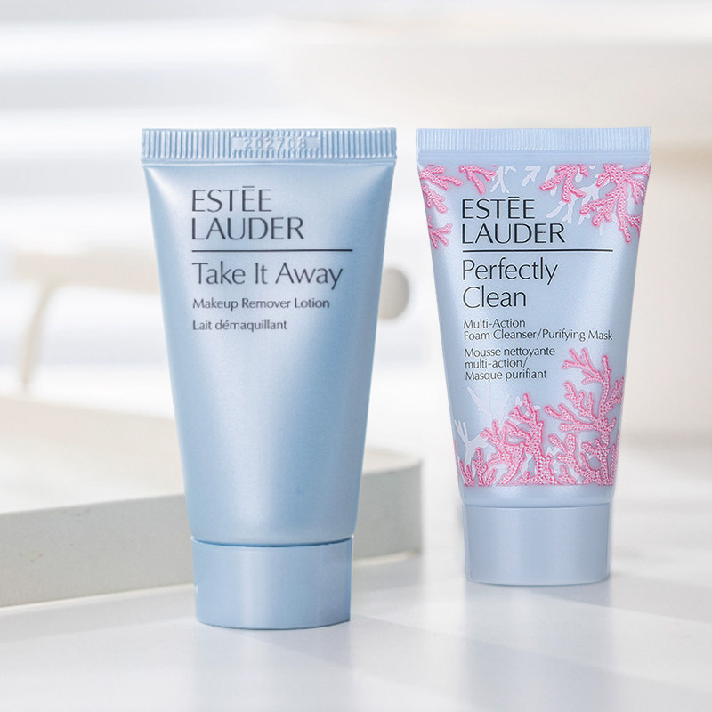 雅诗兰黛细致焕采洁面乳30ml小样珊瑚红浅蓝清洁面膜二合一温和型