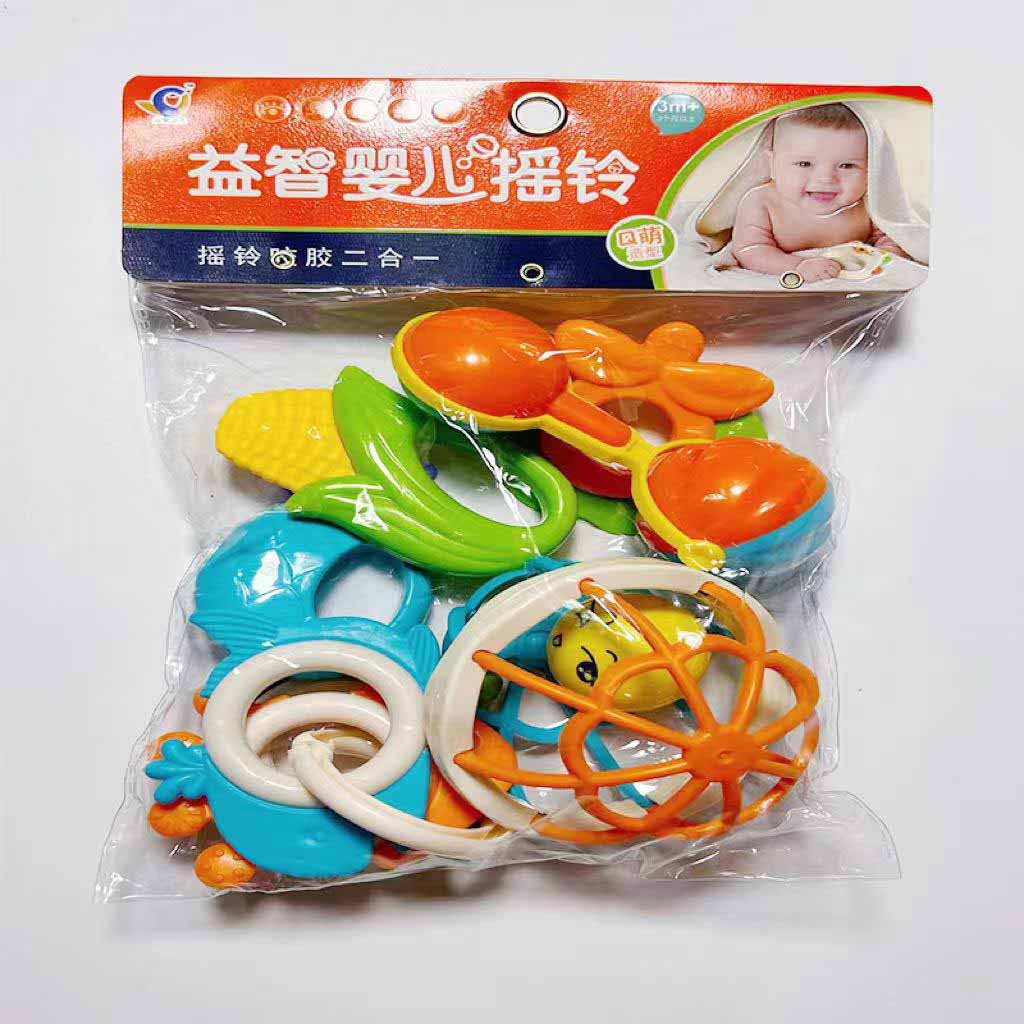 婴幼儿手抓摇铃益智软胶球铃铛响铃牙胶球可咬玩具婴儿宝宝拨浪鼓