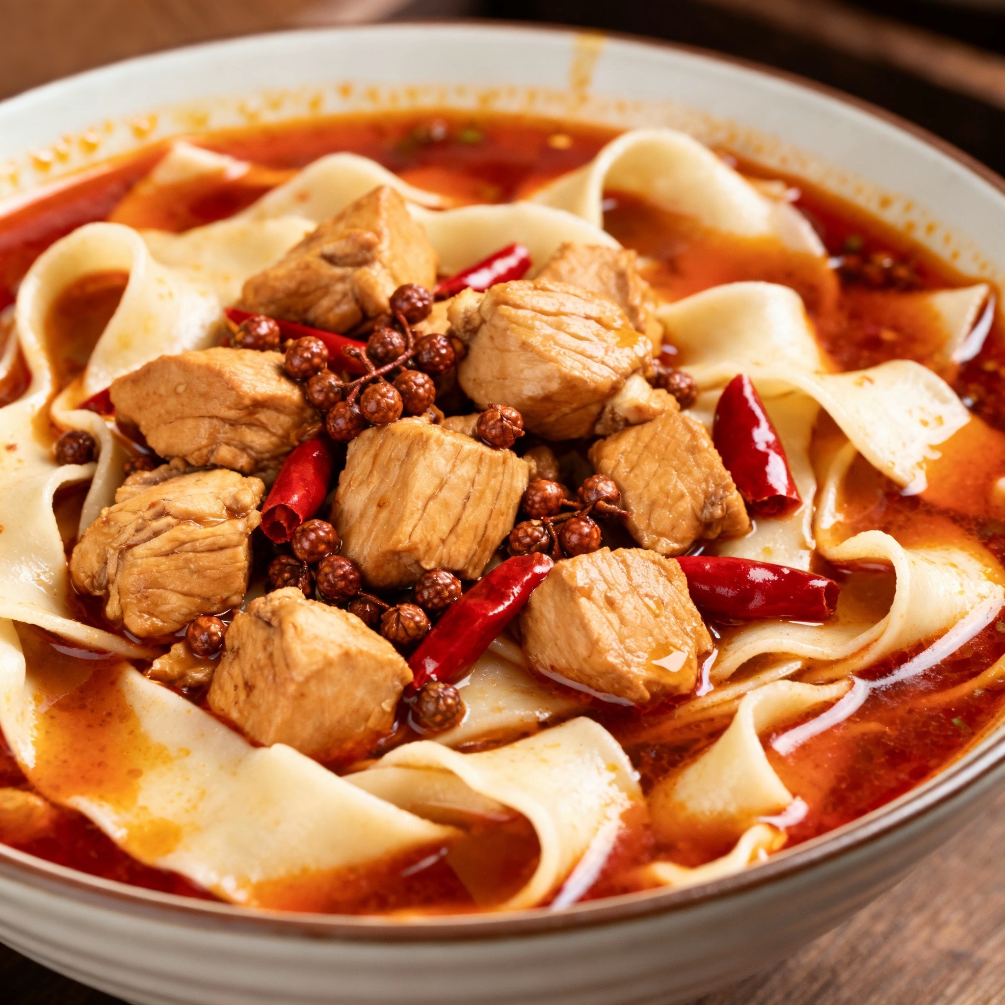 麻辣鸡丁刀削面