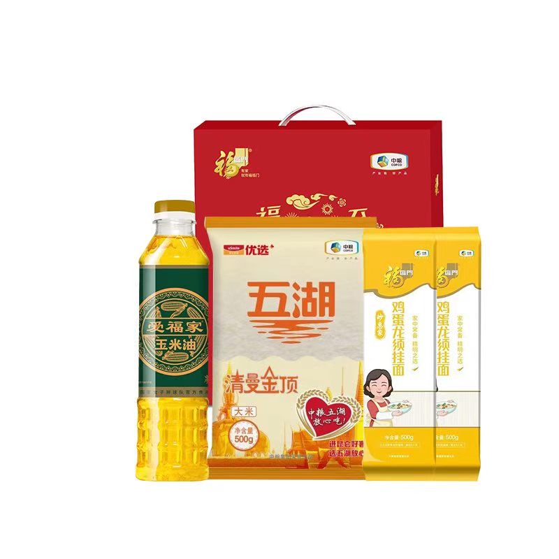 福临门玉米油400ml/福临门爱福家玉米油400ml
福临门妙惠家鸡蛋龙须面500g*2
中粮五湖清曼金顶大米500g