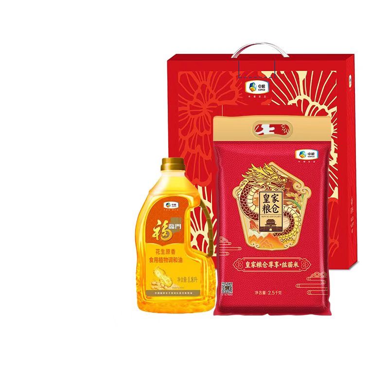 粮油套餐：
中牛粮 福临门花生原香食用植物调和油1.8L（转）
中粮皇家粮仓尊享丝苗米2.5㎏