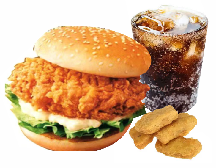 套餐A（香辣堡+黑椒鸡块+可乐）