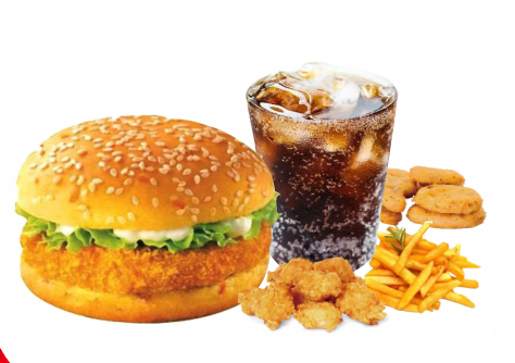 套餐E（香辣鸡腿堡+鸡米花+黑椒鸡块+薯条+可乐）